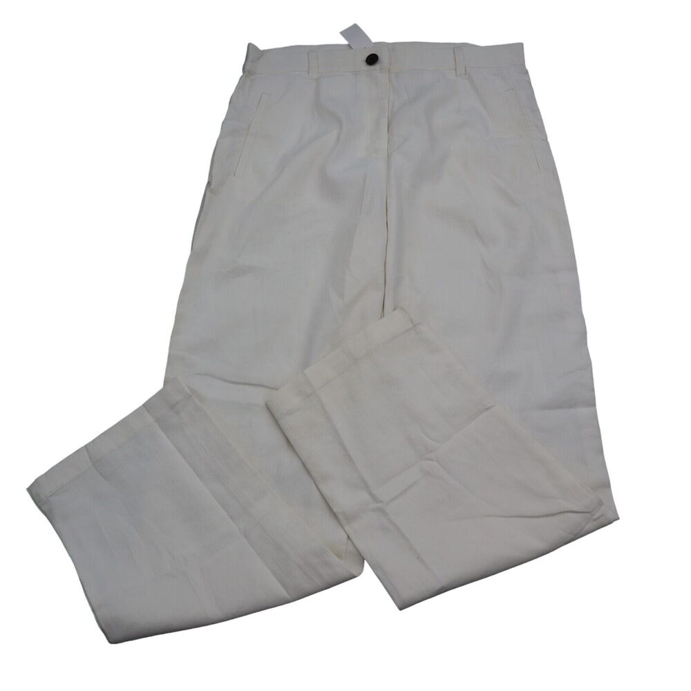 Christopher & Banks Pants Womens 12 White Straight Leg Stretch Flat Front New